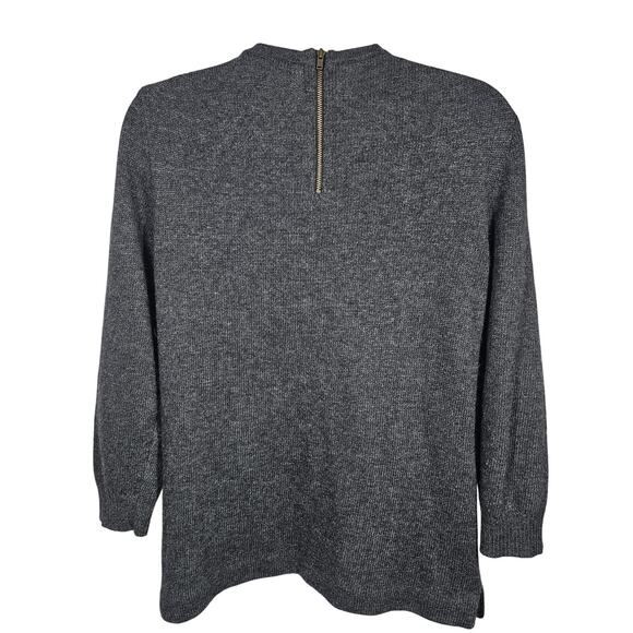 J. Crew Jeweled Starburst Wool Blend 3/4-Sleeve Sweater Back Zipper Gray Size S - Picture 4 of 9